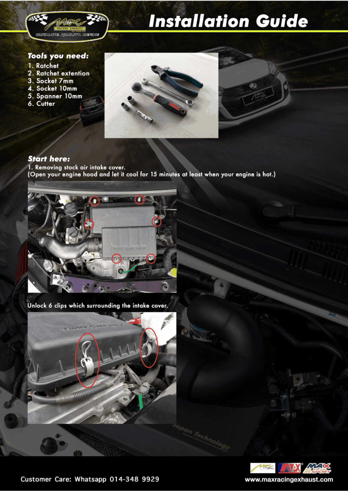Max Racing Exhaust  Myvi Intake Gen 2 Installation Guide