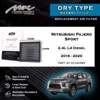 33-2443MX Performance Drop-in Air Filter for Mitsubishi Pajero Sport 2.4L L4 Diesel 2016 to 2020