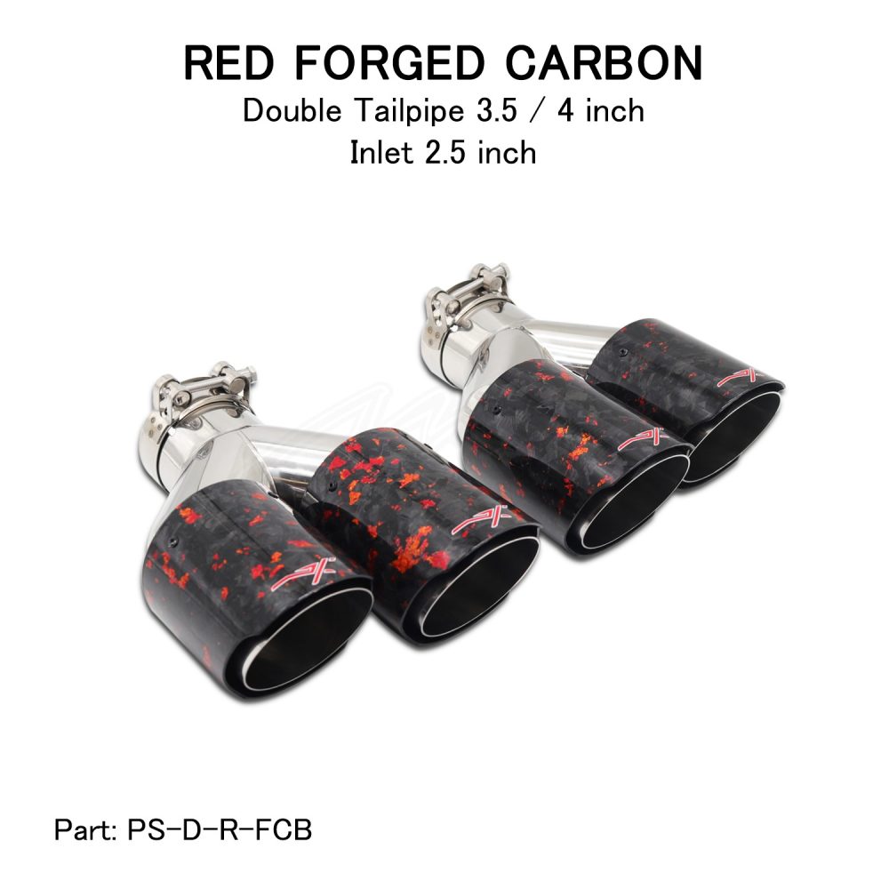 Pìob earbaill dùbailte Red Forged Carbon Fiber Max Racing Exhaust 1 1