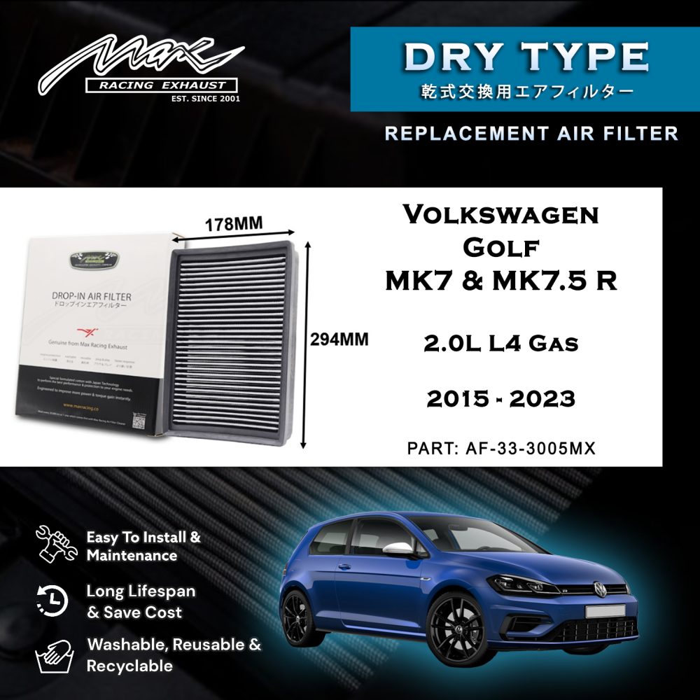 Volkswagen Golf MK7 in MK7.5 R 2.0L L4 bencin, letniki 2015–2023 Volkswagen Golf MK7 MK7.5 R 2.0L L4 bencin, letnik 2015-2023