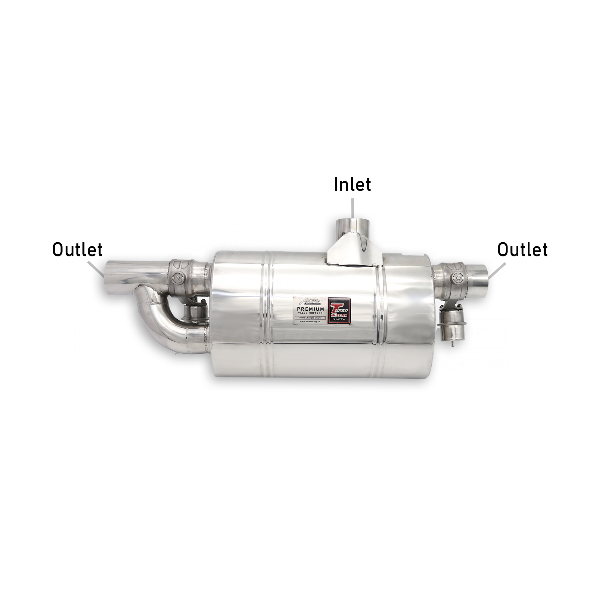 Max Racing Filter Box VT-TU-9-T-A45 Max Racing Premium Turbo T Box Valve Muffler with Offset ...